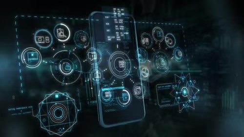 Interfaz holográfica futurista